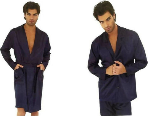 Coordinato 3 Capi Uomo Art. Paride La Birba In Puro Raso Color Blu Seta Elegante Coordinato Notte Da Uomo Moda/Uomo/Abbigliamento/Pigiami e abbigliamento da notte/Pigiami due pezzi Puleo Casa - Palermo, Commerciovirtuoso.it