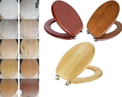 Coperchio-per-WC-sedile-copri-copriwater-LEGNO-cerniere-acciaio-universale-cesso