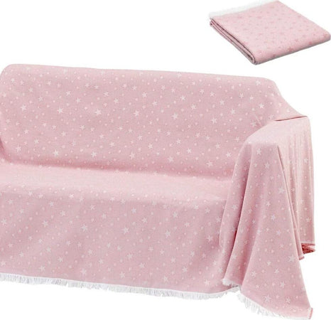 Coperta-Copri-Divano-Piedi-Letto-Multiuso-180x290cm-Fantastia-Stelle-Rosa