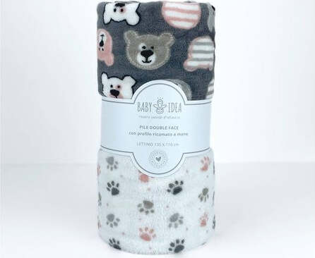 Coperta-lettino-Baby-Idea-PFLO-Orso-Grigio