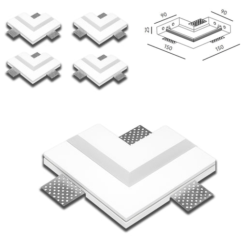 *STOCK* n.4 pezzi angoli per Striscia In Gesso Ceramico predisp. LED  90x150mm - Eternal Parquet