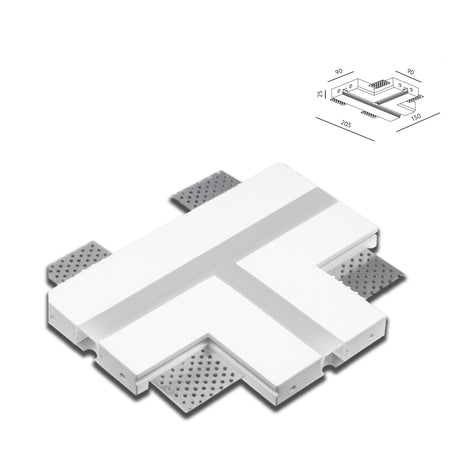 *STOCK* Angolo a "T" per Striscia In Gesso Ceramico ad incasso predisp. LED 90x150x205mm