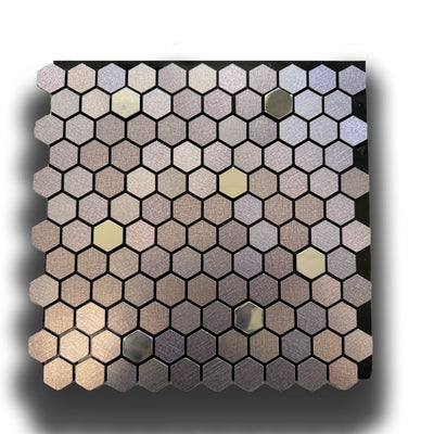 TOP! Piastrella autoadesiva in vero alluminio serigrafato con inserti in Acciaio 30x30cm (sp. 3mm) color VIOLETTO - Eternal Parquet