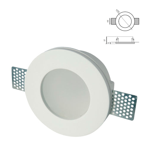 *STOCK* Portafaretto In Gesso Ceramico ad incasso Diametro 170 con Vetro 40W GU10 IP20