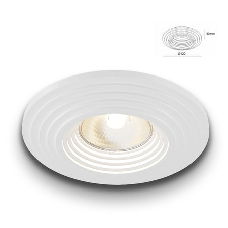 *STOCK* n.10 Portafaretti In Gesso Ceramico spirale ad incasso Diametro 120  35W GU10 IP20 - Eternal Parquet