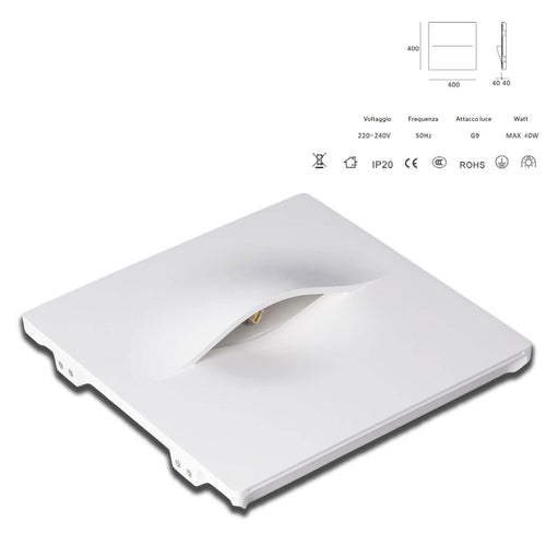 *STOCK* Portafaretto In Gesso Ceramico ad incasso TASCA 400x400mm  40W G9 IP20 - Eternal Parquet