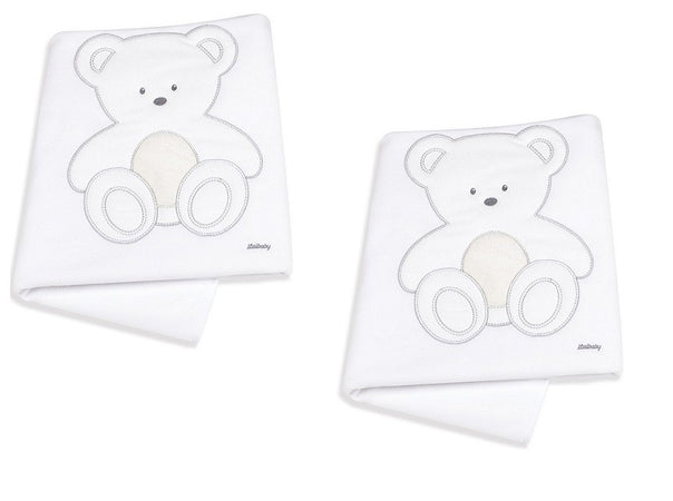 Copertina Pile Lettino Ricamata Italbaby Peluche Grigio
