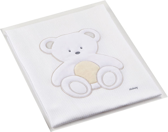 Copertina Piquet Lettino Ricamata Italbaby Peluche Bianco