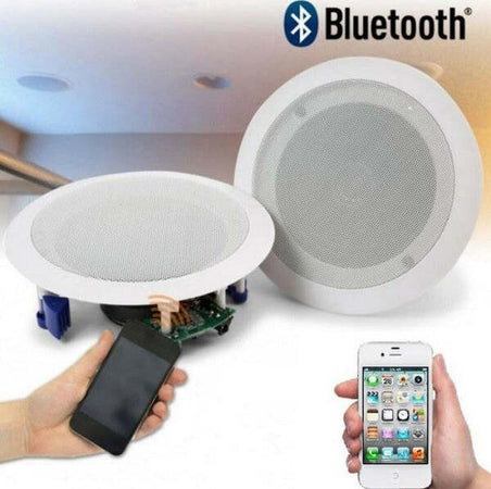 Coppia-Casse-Acustiche-21cm-Bluetooth-Incasso-Filodiffusione-Negozi-Cassa-20w