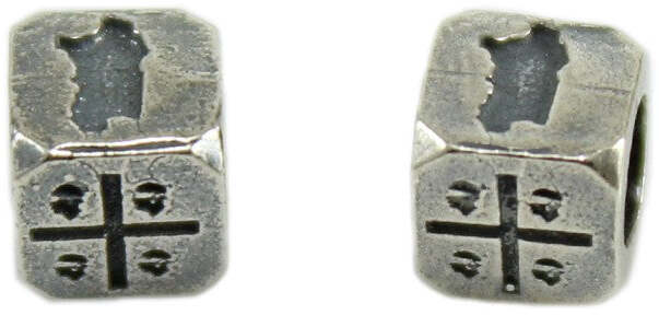 Coppia Charm passanti in argento brunito con sardegna e quattro mori Filu e Trama