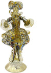 Coppia Damine Goldoniane in Vetro Di Murano100% Artigianale Statuine Dama Cavaliere in Cristallo Oro E Murrine Millefiori Con Polvere D'oro Prodotto Fatto a Mano