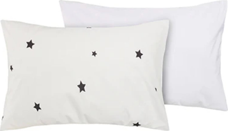 Coppia-di-federe-Set-di-2-federe-bifaccia-doubleface-in-cotone-copricuscino-guanciale-letto-50x80-cm-made-in-italy-COSTELLAZIONI-/-BIANCO
