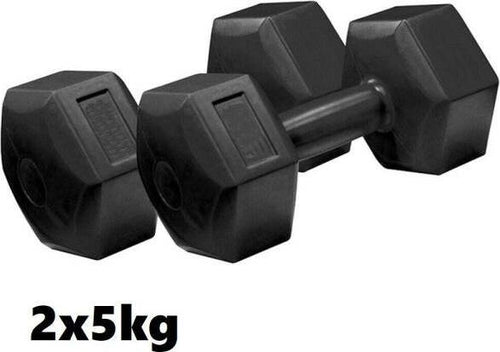 Coppia-Di-Manubri-In-Vinile-Da-5kg-Ognuno-Manubri-Pesi-Palestra-Fitness-Sport
