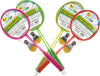 COPPIA-DI-RACCHETTE-BADMINTON-FLUO-CON-VOLANO-E-PALLINA-IN-SPUGNA-Teorema
