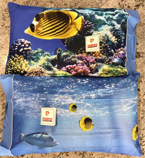 Coppia-Federe-Cuscino-Pierre-Cardin-in-Stampa-Digitale-Barriera-Corallina