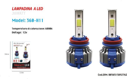 Coppia Lampadine Led Auto Faro Macchina H11 Luce Bianca 6000k 360? Maxtech 360-h11 Auto e Moto/Parti per auto/Luci lampadine e indicatori/Lampadine/Lampadine per esterno Trade Shop italia - Napoli, Commerciovirtuoso.it