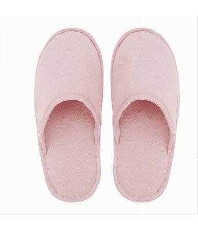 Coppia Pantofole Ciabatte Bagno Chiuse In Tessuto Rosa Taglia 35-40 Stanza 79685