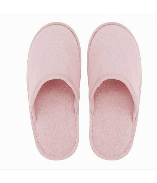 Coppia Pantofole Ciabatte Bagno Chiuse In Tessuto Rosa Taglia 39-45 Stanza 79691