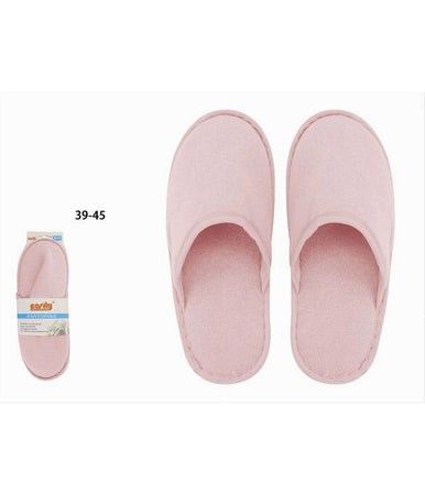 Coppia Pantofole Ciabatte Bagno Chiuse In Tessuto Rosa Taglia 39-45 Stanza 79691