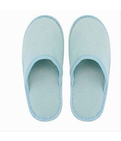 Coppia Pantofole Ciabatte Bagno Chiuse Tessuto Azzurro Taglia 39-45 Stanza 79694