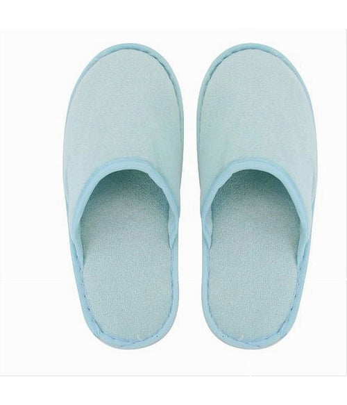 Coppia Pantofole Ciabatte Bagno Chiuse Tessuto Azzurro Taglia 39-45 Stanza 79694