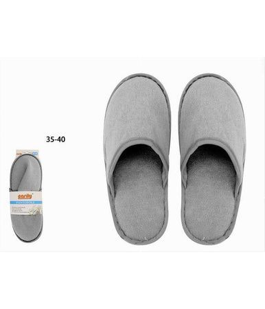 Coppia Pantofole Ciabatte Bagno Chiuse Tessuto Grigio Taglia 35-40 Stanza 79689