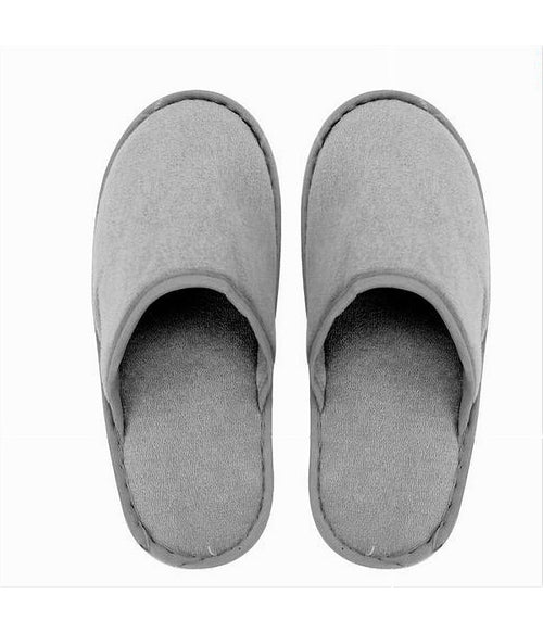 Coppia Pantofole Ciabatte Bagno Chiuse Tessuto Grigio Taglia 35-40 Stanza 79689