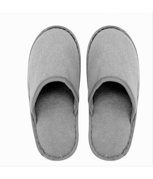 Coppia Pantofole Ciabatte Bagno Chiuse Tessuto Grigio Taglia 39-45 Stanza 79695