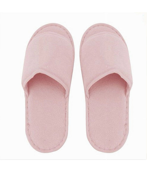 Coppia Pantofole Ciabatte Bagno In Tessuto Rosa Taglia 35-40 Stanza Hotel 79673