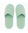 Coppia Pantofole Ciabatte Bagno In Tessuto Verde Taglia 35-40 Stanza Hotel 79674