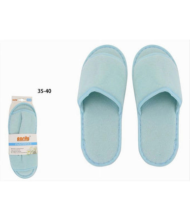 Coppia Pantofole Ciabatte Bagno Tessuto Azzurro Taglia 35-40 Stanza Hotel 79676