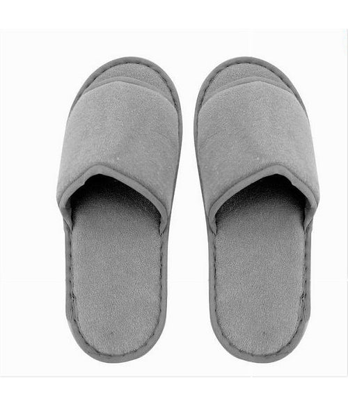 Coppia Pantofole Ciabatte Bagno Tessuto Grigio Taglia 35-40 Stanza Hotel 79677