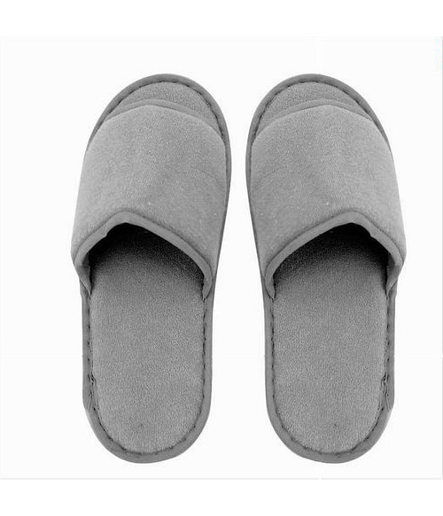 Coppia Pantofole Ciabatte Bagno Tessuto Grigio Taglia 39-45 Stanza Hotel 79683