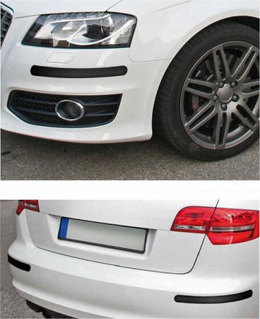 Coppia-Protezioni-Per-Paraurti-Spoilers-Antiurto-52x370mm-Gomma-Nero-Adesivo-Auto