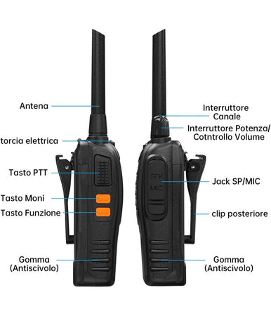 Coppia Ricetrasmittente Walkie Talkie Portatile 16 Canali 3.7 V 400 - 470 Mhz