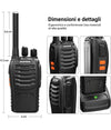Coppia Ricetrasmittente Walkie Talkie Portatile 16 Canali 3.7 V 400 - 470 Mhz