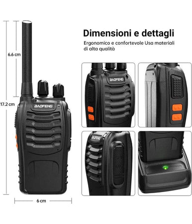 Coppia Ricetrasmittente Walkie Talkie Portatile 16 Canali 3.7 V 400 - 470 Mhz