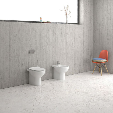 Coppia Sanitari A Terra Moderni Filo Muro - Eolis Commercio Industria e Scienza/Forniture sanitarie e igieniche/Accessori e sanitari bagno/WC commerciali/Toilette a due pezzi Shopbagno.it - Roma, Commerciovirtuoso.it