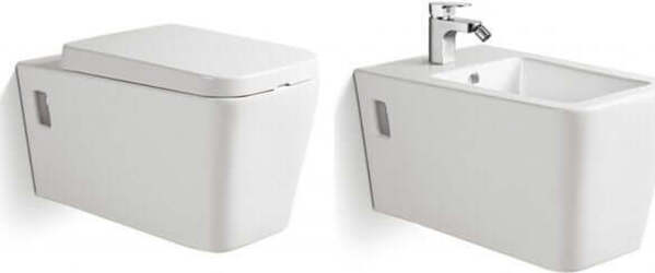 Coppia Sanitari Design Rettangolare Wc Con Copriwater Soft-Close E Bidet in Ceramica Bianca Di Alta Qualità Fai da te/Attrezzature per cucine e bagni/Attrezzature per bagni/Vasi WC Shopbagno.it - Roma, Commerciovirtuoso.it