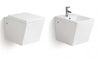 Coppia Sanitari Design Squadrato Sospesi / A Terra Filo Muro