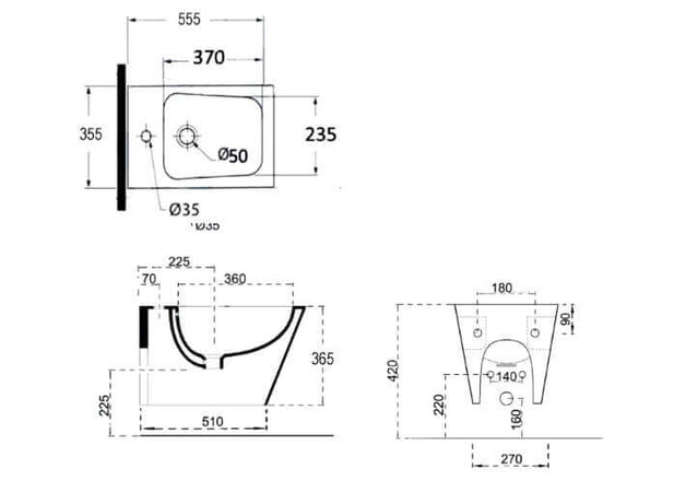 Coppia Sanitari Design Squadrato Sospesi / A Terra Filo Muro