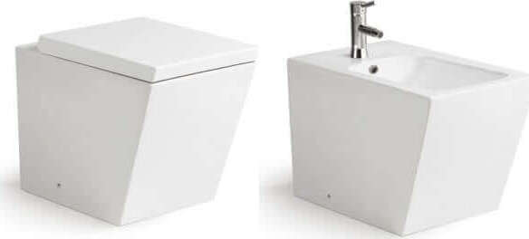 Coppia Sanitari Design Squadrato Sospesi / A Terra Filo Muro WC+ Bidet Bianchi Design Moderno Commercio Industria e Scienza/Forniture sanitarie e igieniche/Accessori e sanitari bagno/WC commerciali/Toilette a due pezzi Shopbagno.it - Roma, Commerciovirtuoso.it