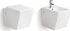 Coppia Sanitari Design Squadrato Sospesi / A Terra Filo Muro WC+ Bidet Bianchi Design Moderno Commercio Industria e Scienza/Forniture sanitarie e igieniche/Accessori e sanitari bagno/WC commerciali/Toilette a due pezzi Shopbagno.it - Roma, Commerciovirtuoso.it