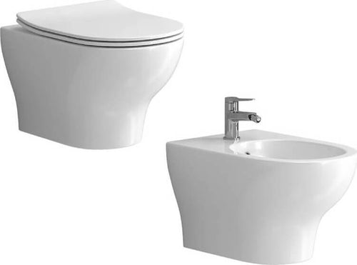 Coppia Sanitari Sospesi Moderni Filo Muro - EOLIS Commercio Industria e Scienza/Forniture sanitarie e igieniche/Accessori e sanitari bagno/WC commerciali/Toilette a due pezzi Shopbagno.it - Roma, Commerciovirtuoso.it