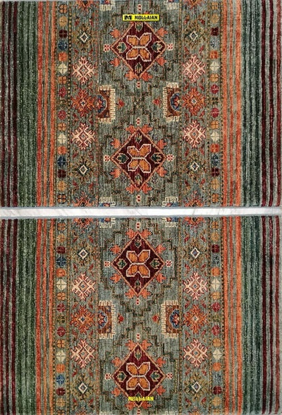 Coppia-Scendiletto-Khorgin-Shabargan---Tappeti-Moderni-Multicolore-Con-Disegni-Geometrici-Antich-Set-2-Pz.