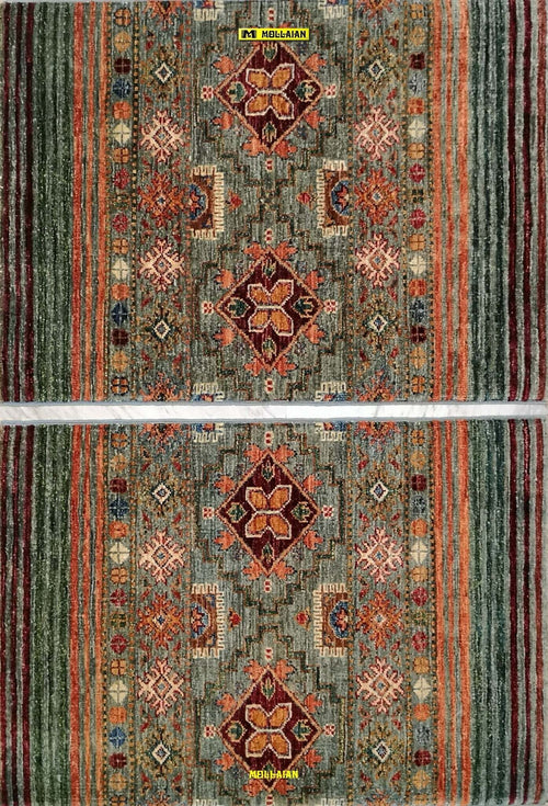 Coppia-Scendiletto-Khorgin-Shabargan---Tappeti-Moderni-Multicolore-Con-Disegni-Geometrici-Antich-Set-2-Pz.