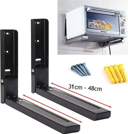 Coppia-Staffe-A-Parete-Per-Sospensione-Forno-A-Microonde-2-X-Supporti-Nero