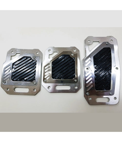 Copri Pedali Cromato Acciaio Nero Ws1566 Auto Sportiva Tuning Antiscivolo Auto