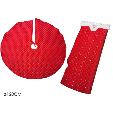 Copri base rosso con paillettes tondo da Ø 120 cm per albero di Natale