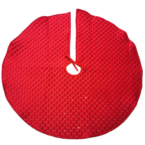 Copri base rosso con paillettes tondo da Ø 120 cm per albero di Natale